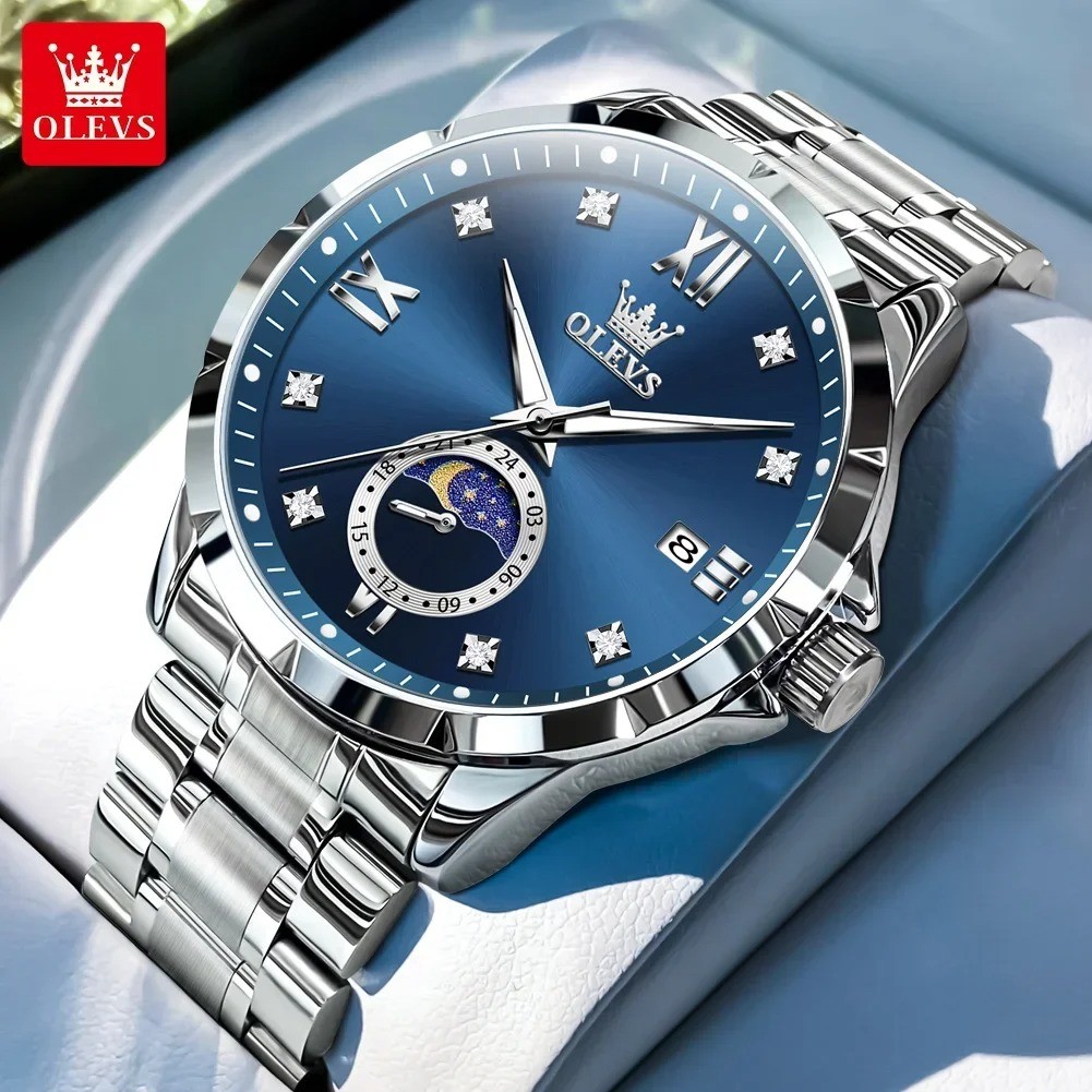 OLEVS 2956 Men's Waterproof Quartz Watch – Luxury Business Stainless Steel Wristwatch