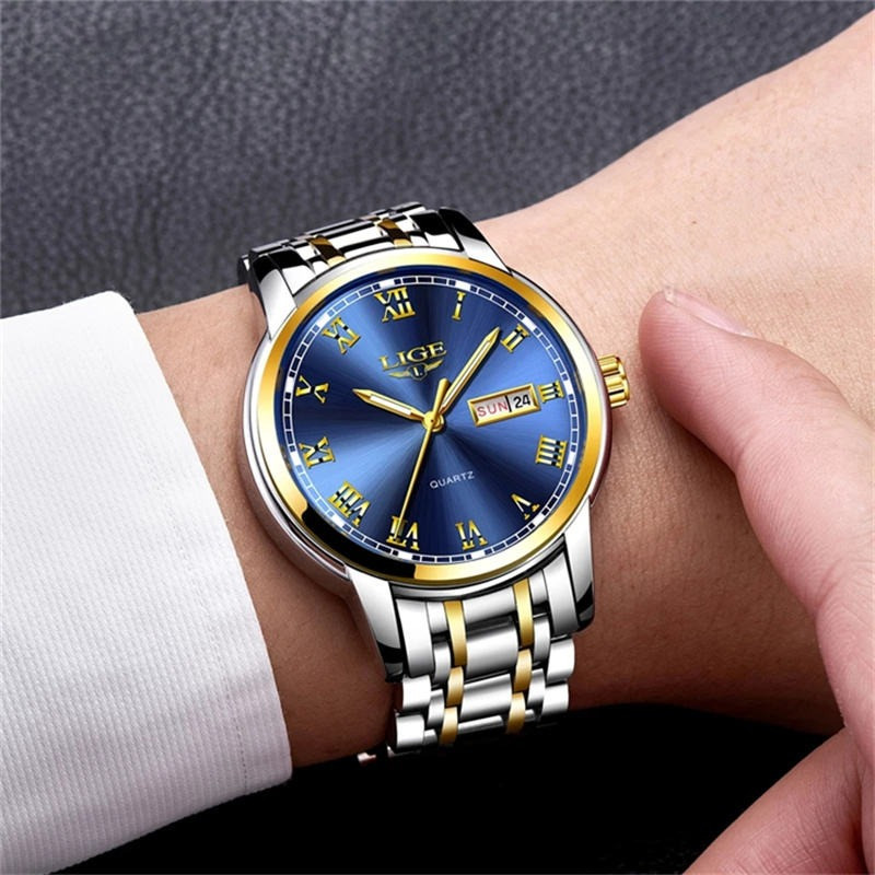 LIGE LG9846 blue Fashion Men's Quartz Watch Japanese Quartz Movement watch