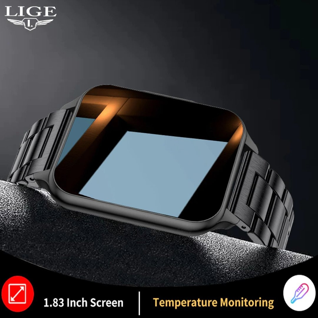 LIGE Men Body Temperature Call Reminder Fitness Tracker Blood Pressure Smart Watch