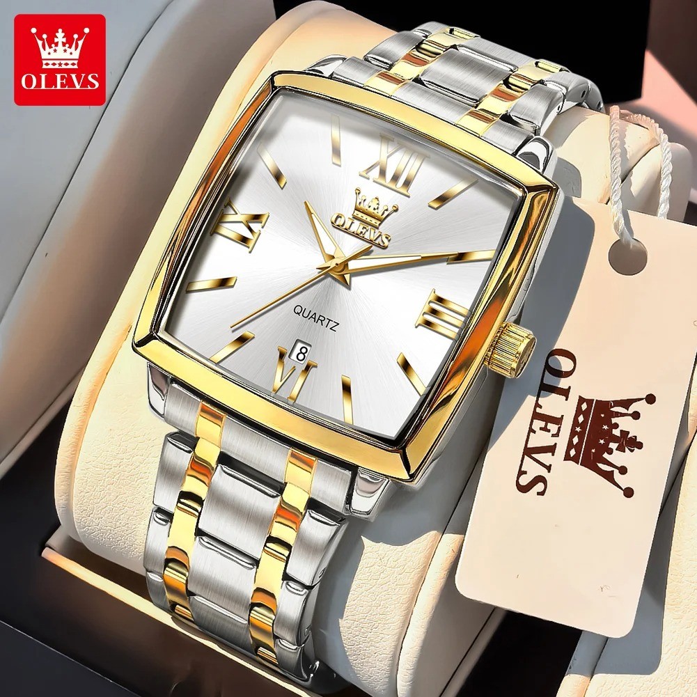OLEVS 2969 Men’s Square Quartz Watch Stainless Steel