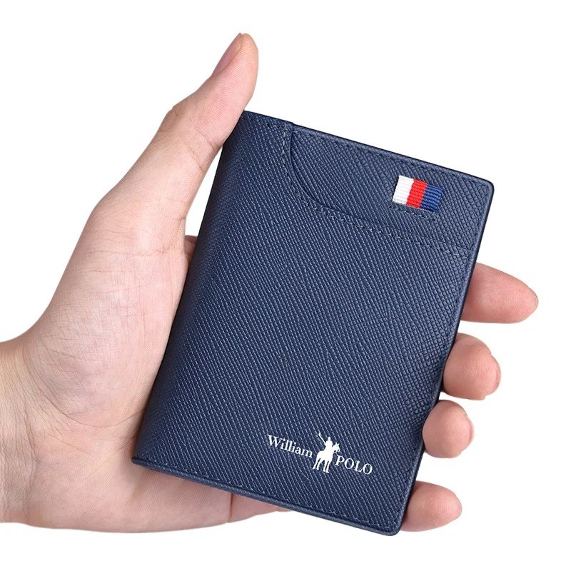 Men’s Leather Vertical Card Holder – Ultra-Thin Business Card & Driver’s License Short Wallet