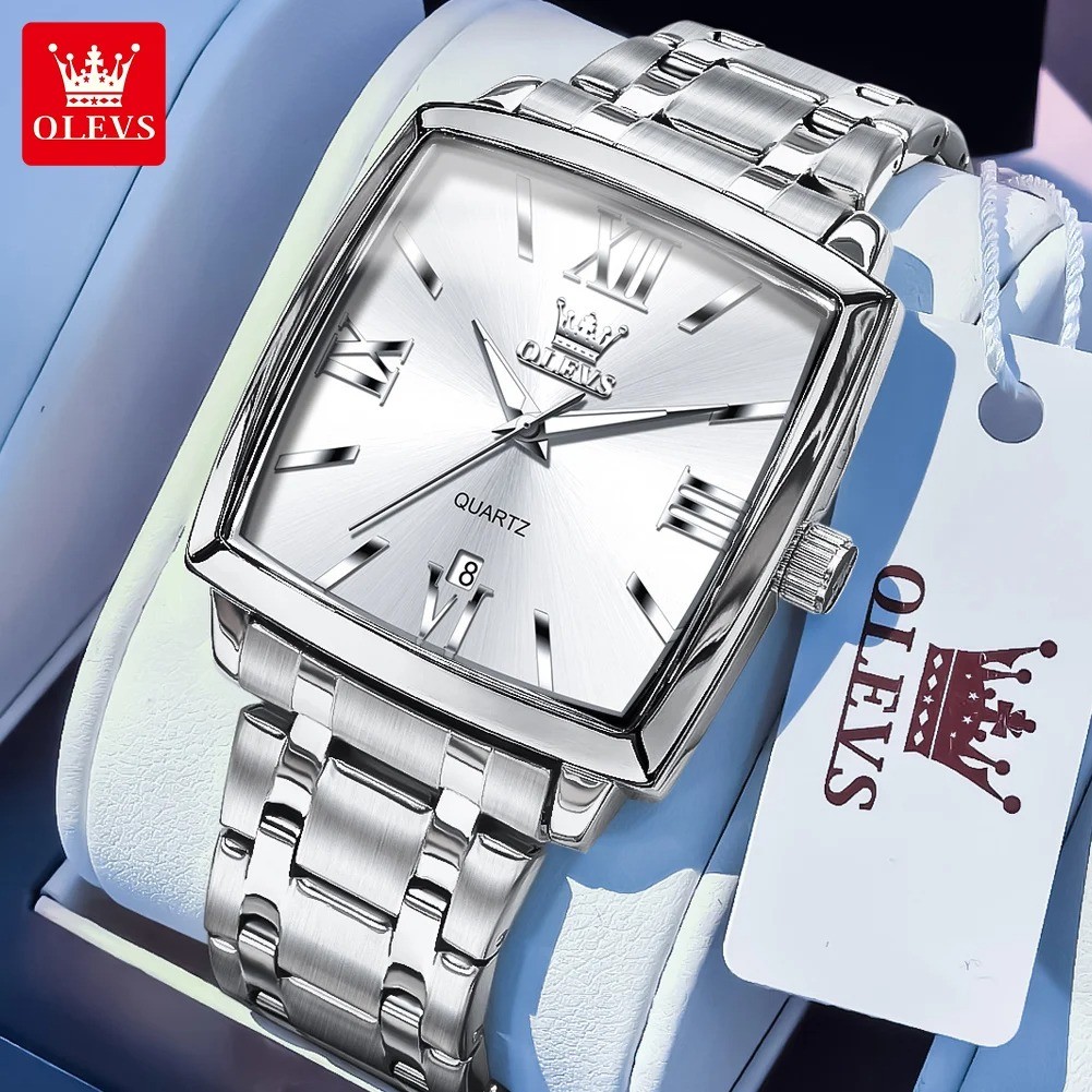 OLEVS 2969 Men’s Square Quartz Watch Stainless Steel