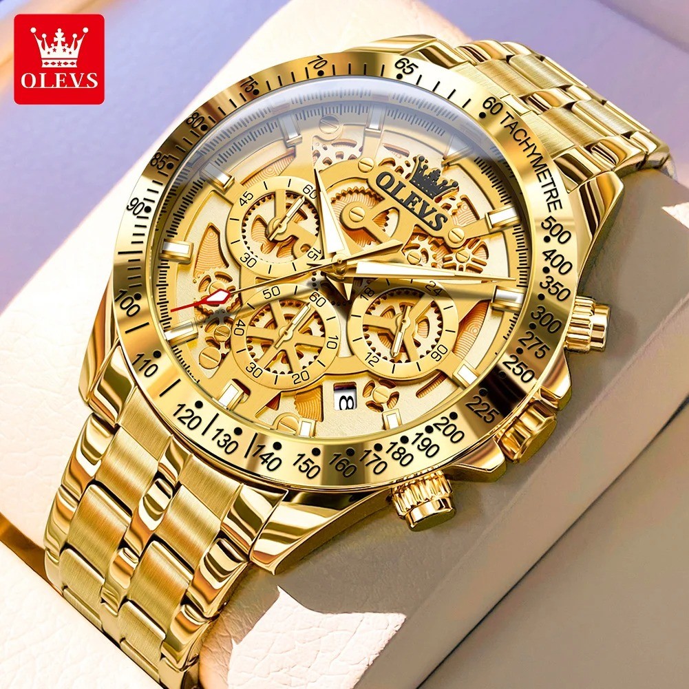 OLEVS 9913 Gold Men’s Watch Chronograph Stainless Steel