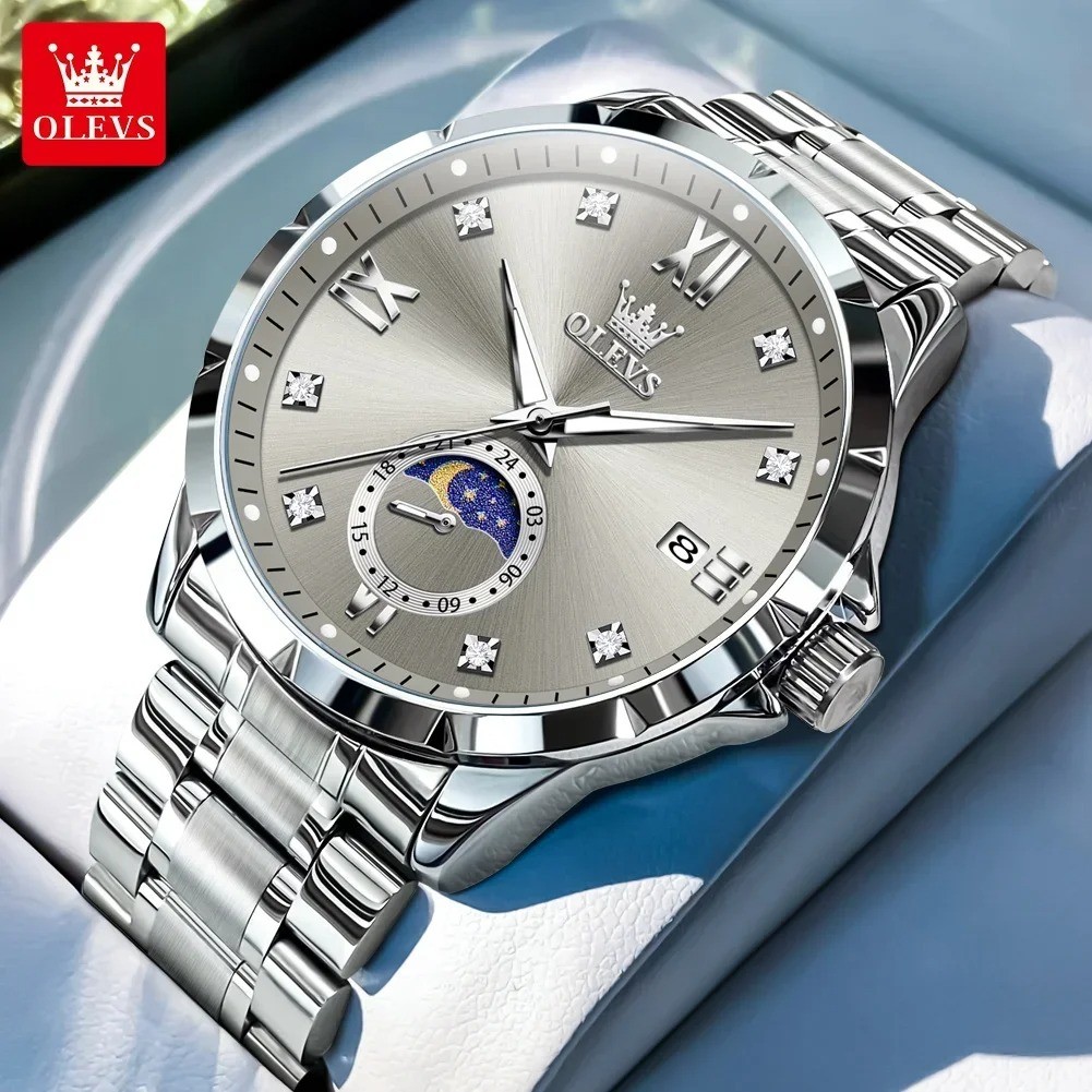 OLEVS 2956 Men's Waterproof Quartz Watch – Luxury Business Stainless Steel Wristwatch