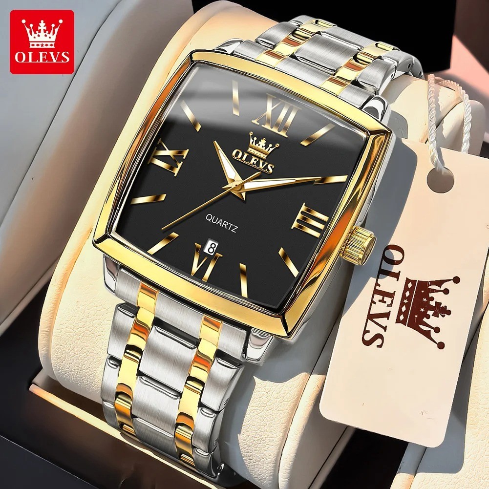 OLEVS 2969 Men’s Square Quartz Watch Stainless Steel