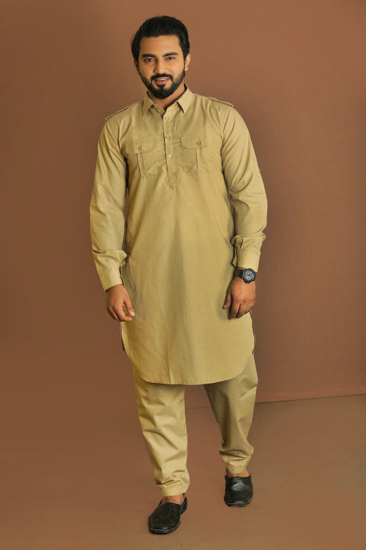 Brown Color Stylish Men's Kabli set