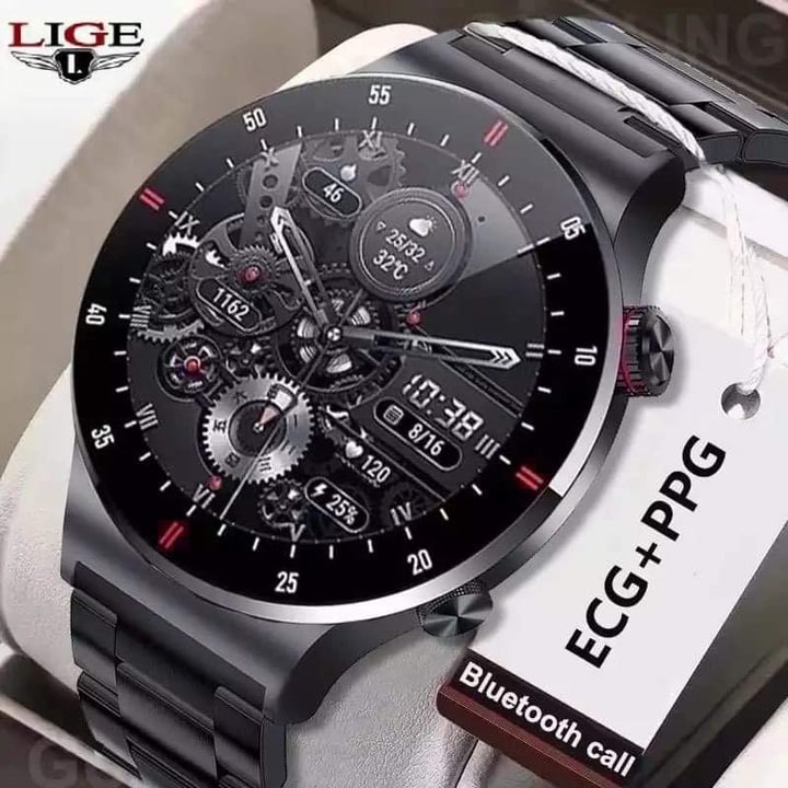 LIGE ECG+PPG+NFC QW33 Bluetooth Call Smart Watch Men HD Screen Sports watches (BW0382)